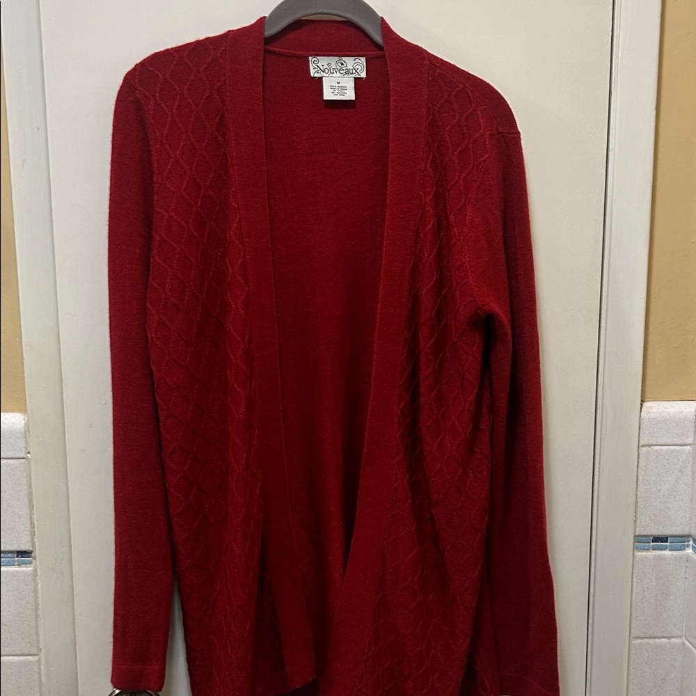 Red Open Front Cardigan - Picture 2 of 6